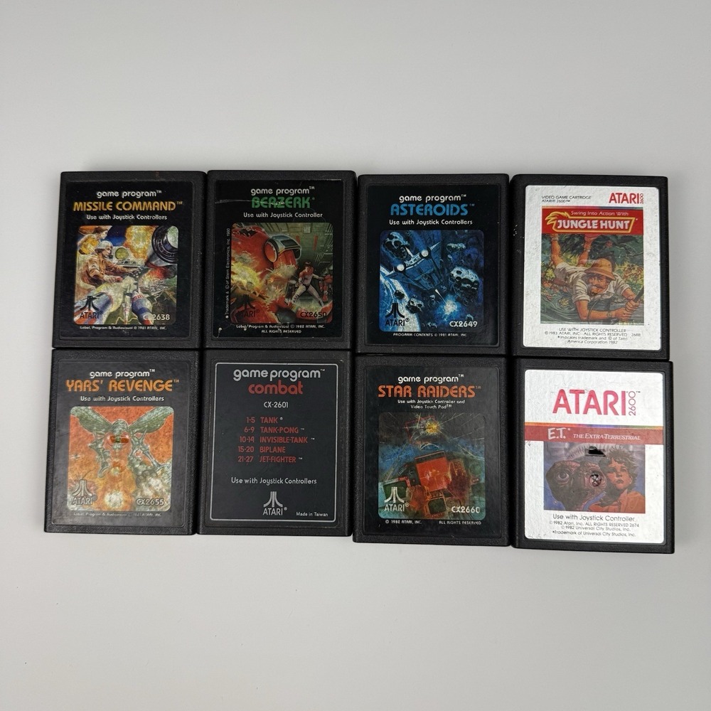 Atari 2600 Lot of 8 Berzerk Asteroids ET Jungle Hunt Combat Yars Revenge +